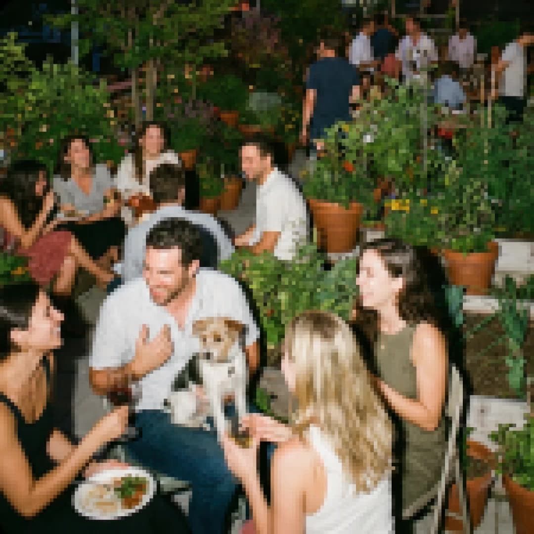 outdoor dinner party video enhanced with AI