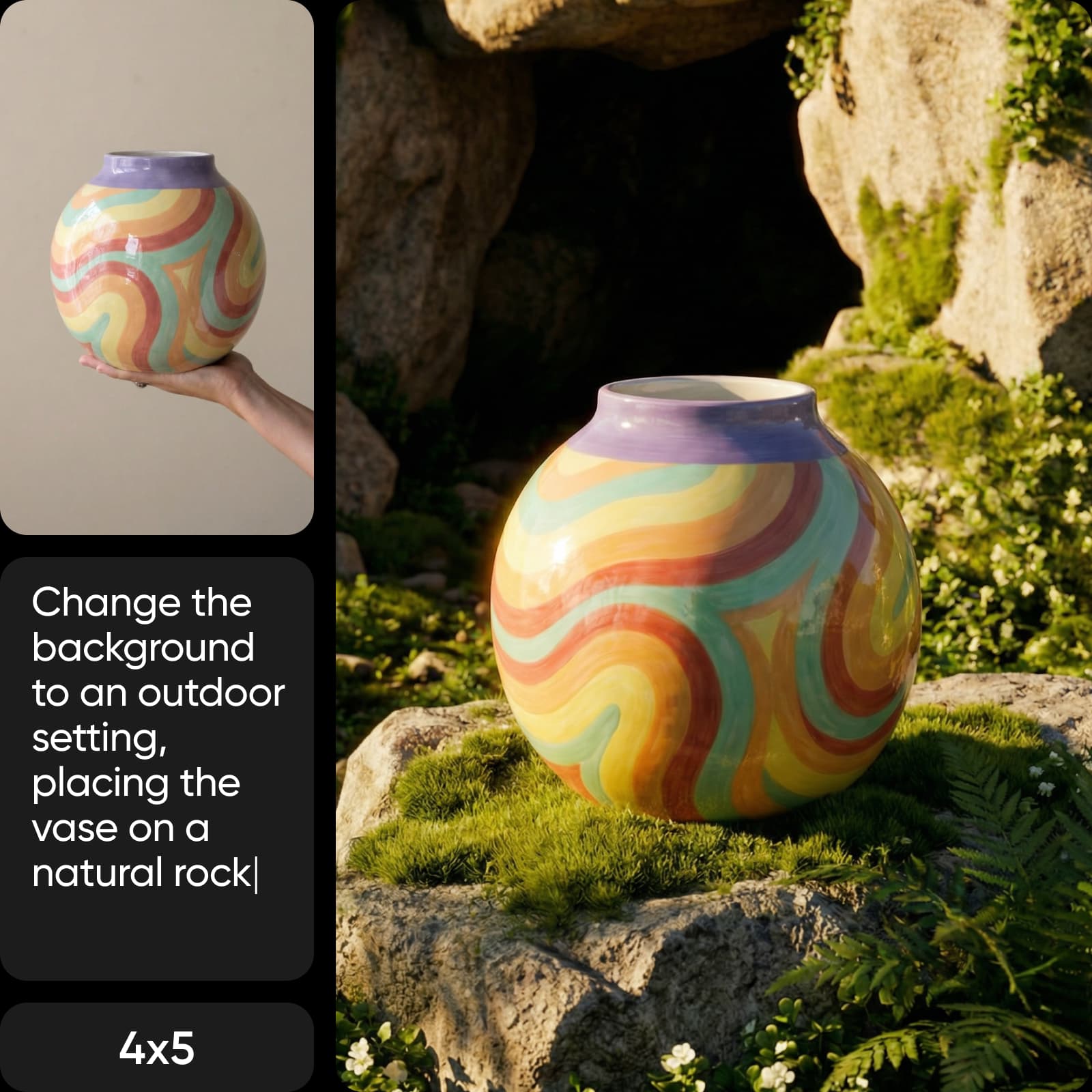 AI Assistant interface showing design generation capabilities