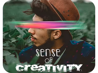 image of a boy with sense of creativity text on it